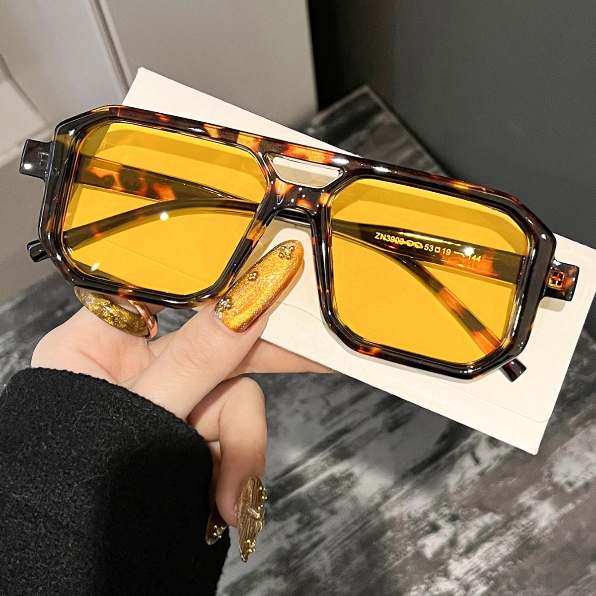 Uv Resin - Neue Retro Quadratische Doppelbalken-Sonnenbrille für Männer