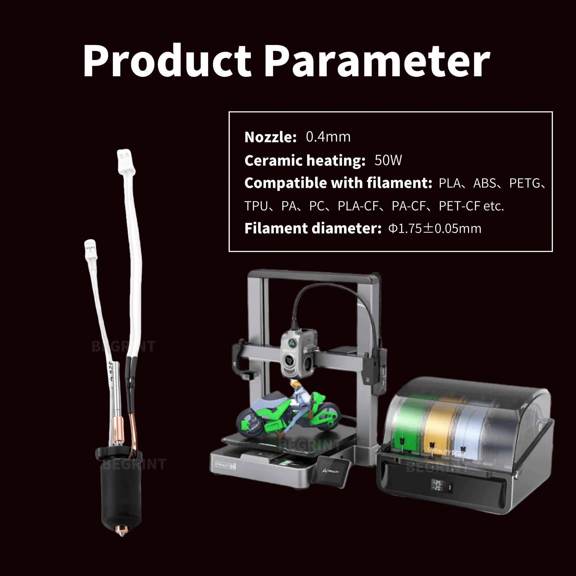 Hochtemperatur-Keramik-Heizung – Hotend Assembly Bewertung und Preis